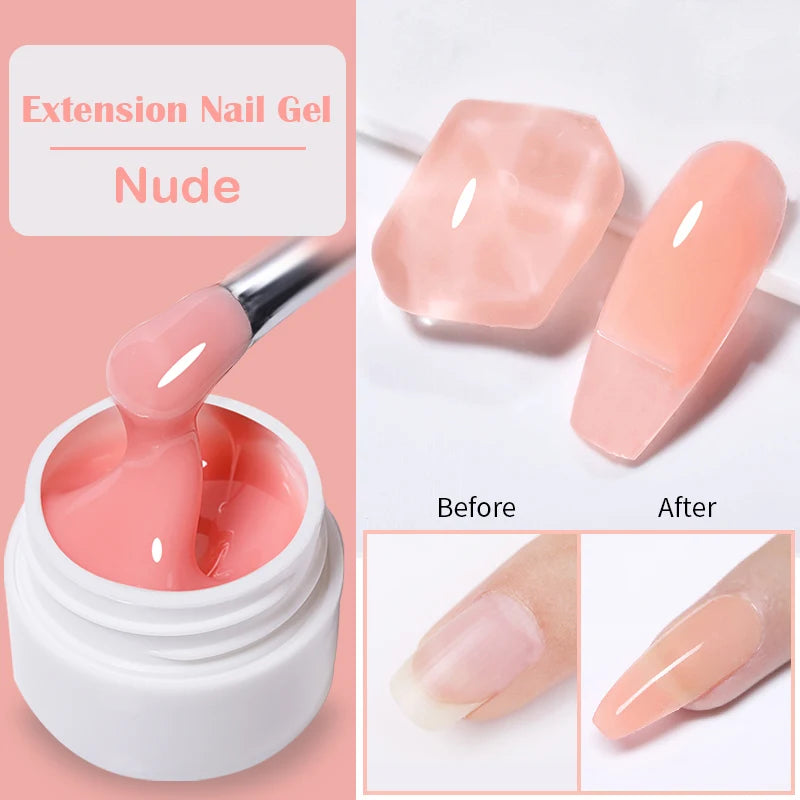 LILYCUTE 7ML Jelly Nude Pink Quick Extension Gel Nail Polish Transparent  Finger Prolong Long Lasting Construction Gel Varnish