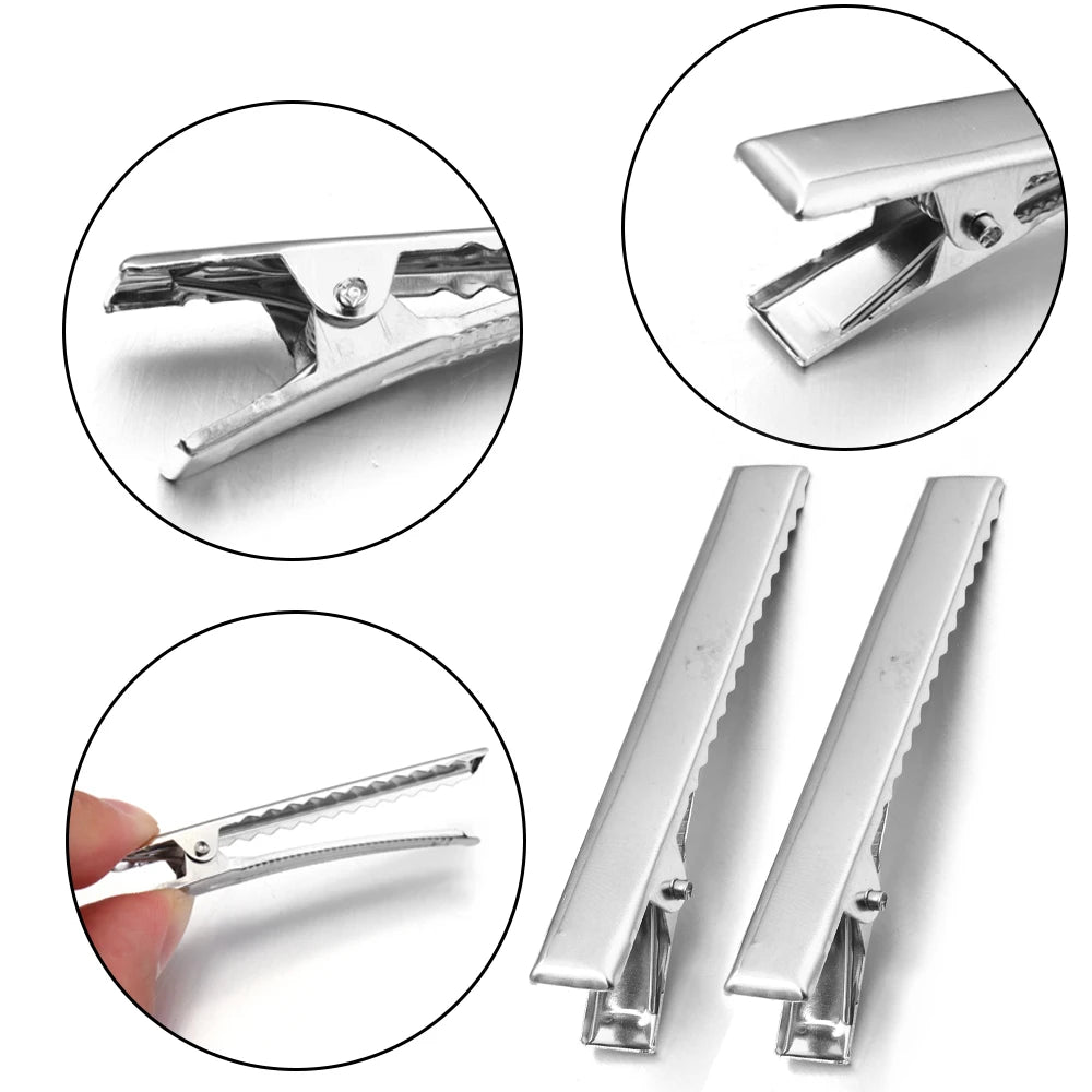 20-50pcs 20/32/40/45/55/65/75/98mm Metal Flat Single Prong Alligator Hairpin Clip Base DIY Hair Clip Jewelry Making Accessories