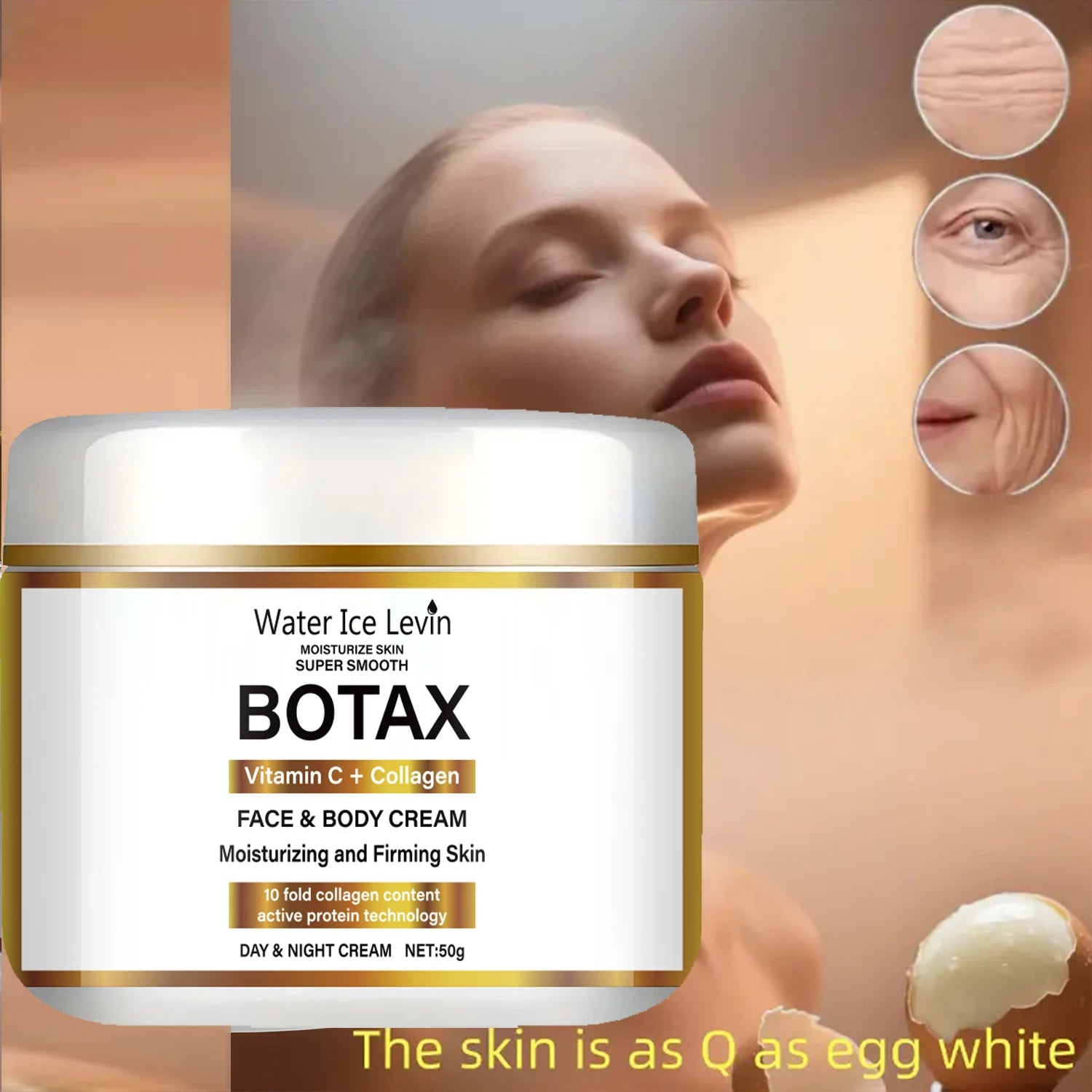 Niacinamide Collagen Cream, Firming Facial Moisturizing Cream, Day and Night Use, Containing Vitamin C, Moisturizing and Nourishing Sensitive Skin