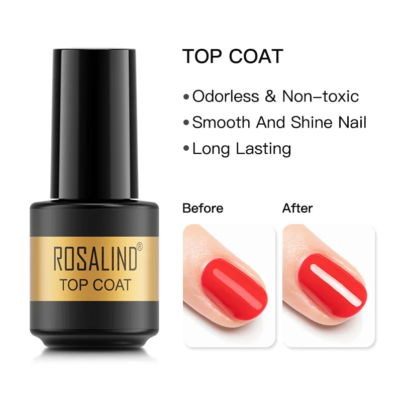 ROSALIND Gel Nail Polish Matte Base Top Coat For Soak Off Gel Polish UV LED Gel Semi Permanent Varnishes Design Nail Art