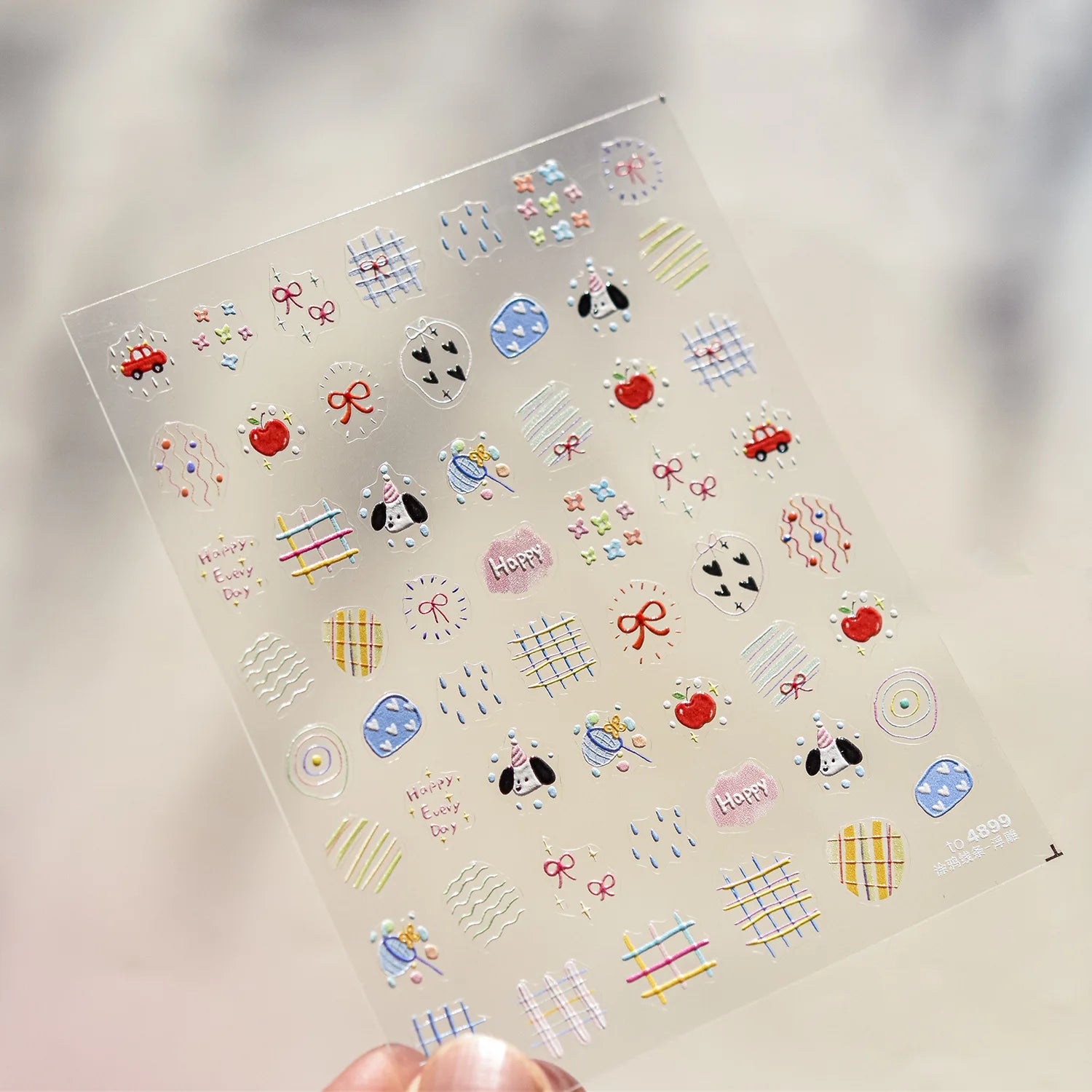 1pcs Japanese Cute Graffiti Lines Nail Art Stickers 5D Embossed Butterfly Rabbit Nail Art Accessory Stickers Self Adhesive Decal