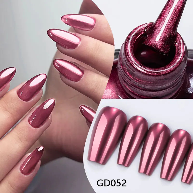 MTSSII 7.5ml Metal Nail Polish, Silver Gold Red Yellow UV LED Soak Off Metallic Nail Art Varnish Quick-Drying Air-Dry Formula