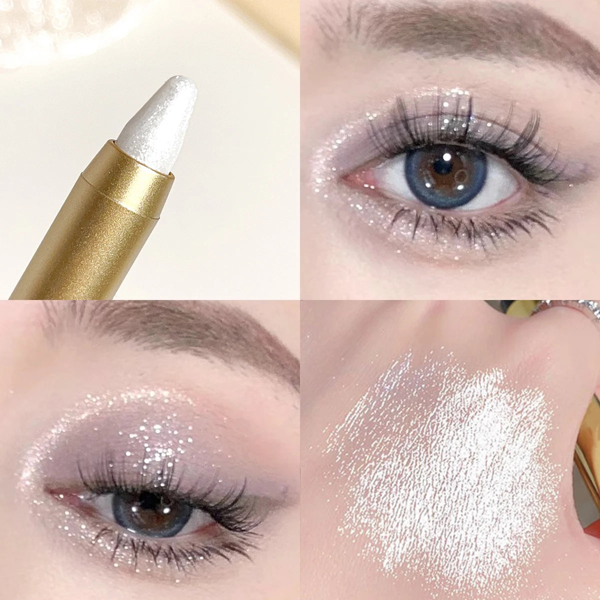 The dual-ended eyeshadow pencil highlighter illuminates the eyeshadow stick without smudging for a natural contour