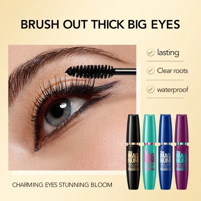 4D Black Mascara Thickening Lengthening Curling Waterproof Liquid Fiber Mascara Lasting Black Content and Non-caking Prolonged