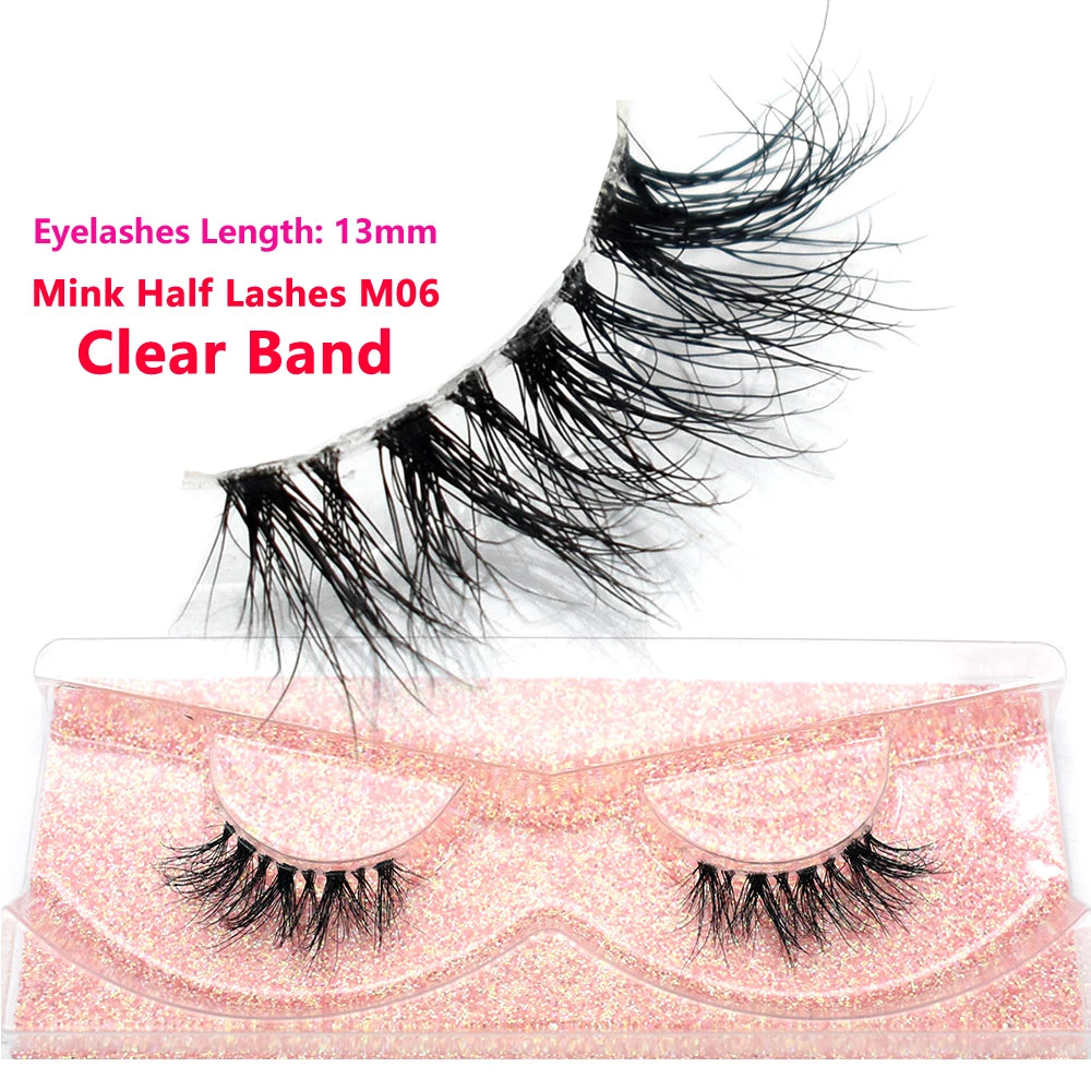 Half Lashes Short Mink Eyelashes Fluffy Soft False Eyelashes Wispy Cross Strip Eye Lashes Natural Mink Eyelash Extension Makeup