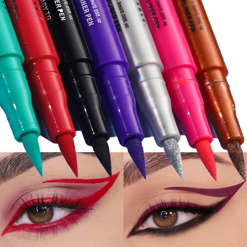 Matte Dark Purple Red Eye Liner Makeup White Liquid Eyeliner Quick-Drying Waterproof Eyeliner Pencil Long-Lasting 12 Color Eyes