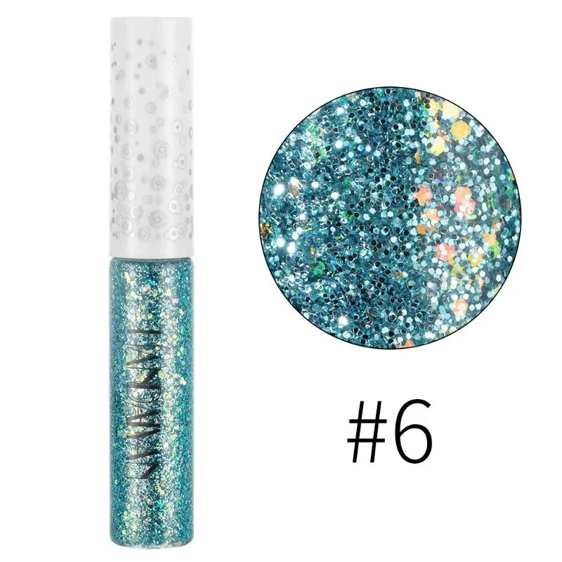 12 Color Liquid Glitter Eyeliner Pearl Shimmer Fashion Sequin Gel Waterproof Lasting Quick Dry Blue Silver Eyeliner Party Makeup