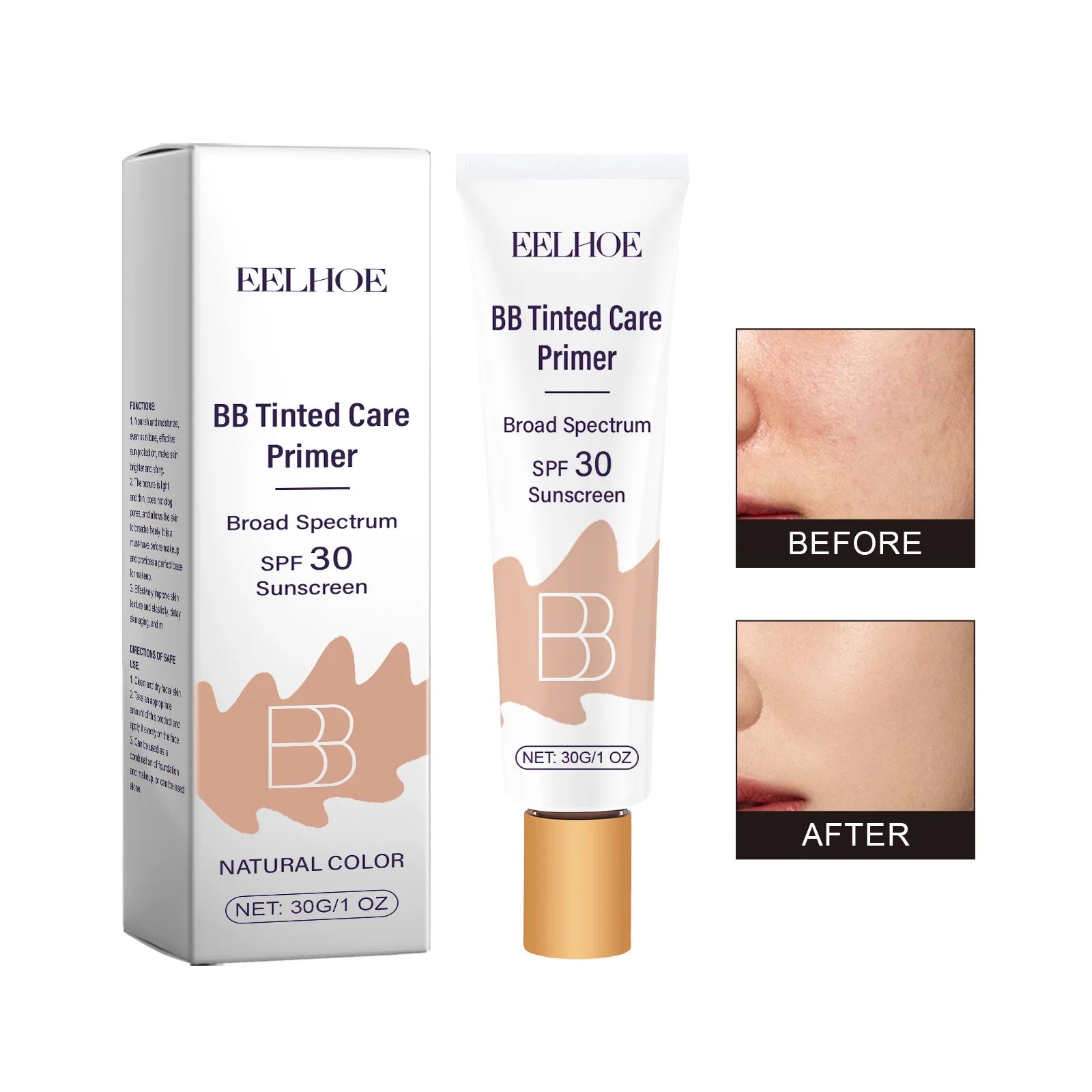 EELHOE BB Cream Makeup Foundation Full Coverage Concealer Waterproof Sunscreen Spf 30 Skin Glow Products Brightening Face Primer