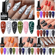 6pcs Crackle Gel Nail Polish Set Cracking Nail Lacquer Quick Dry Nail Art Varnish Semi Permanent Soak Off UV Gel Nail Supplies