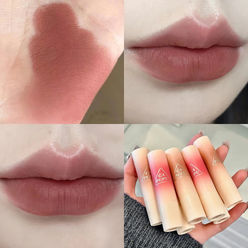 Waterproof Velvet Lipstick Easy To Wear Long-lasting Lipstick Matte Nude Coffee Lip Glaze Non-stick Cup Makeup Lip Tint Cosmetic