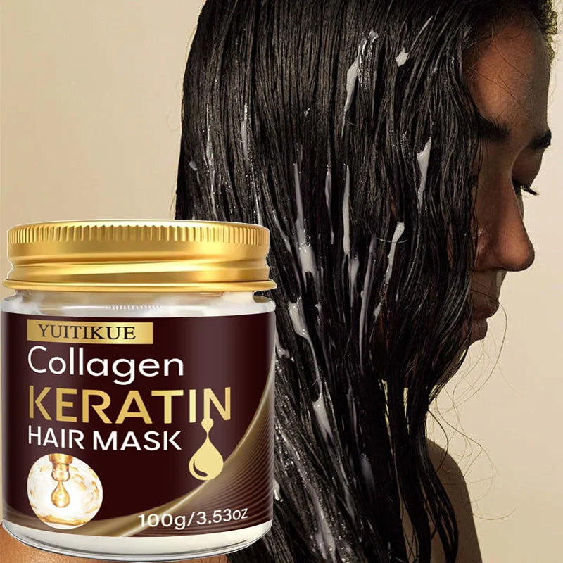 YUITIKUE100g Collagen Keratin Hair Mask, Deep Repair & Nourishing Care for Dry Damaged Hair, Smoothing & Frizz Control Treatment