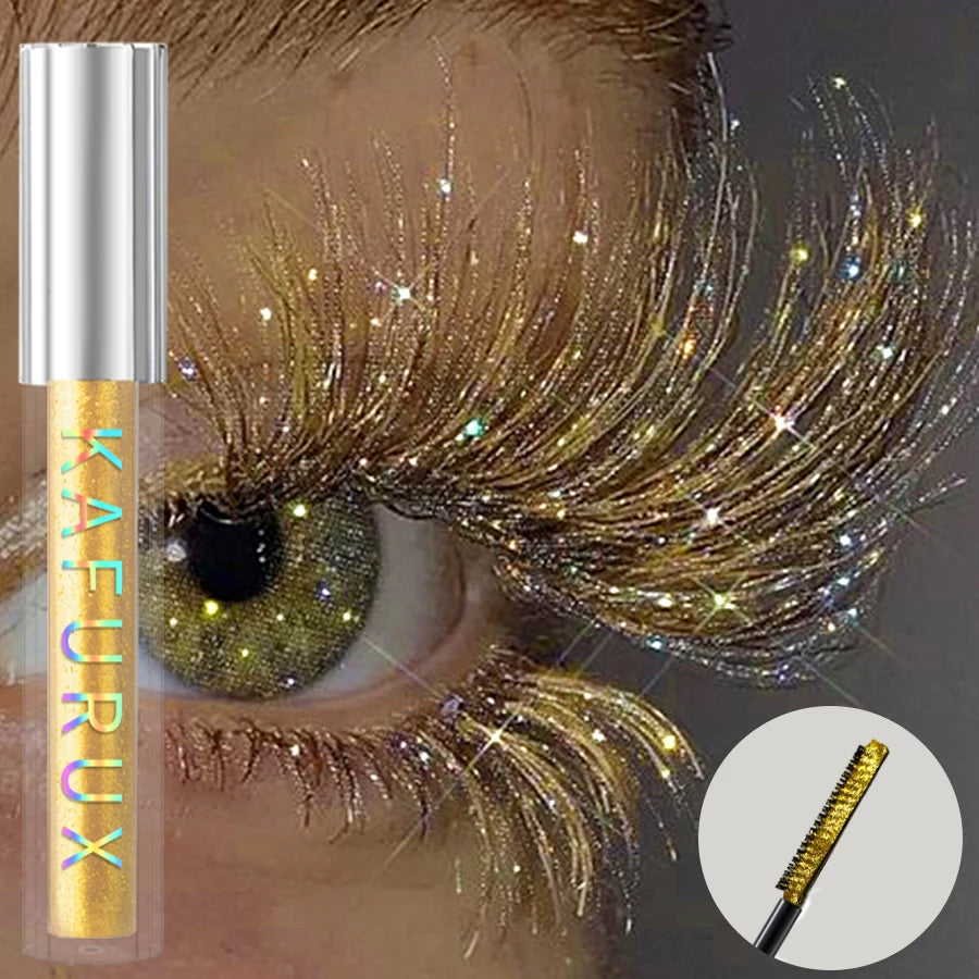 1pc Diamond Shine Waterproof Volume Curl Mascara Glitter Snow Effect,Smudge-proof  Eye Makeup for All Skin Types Women Cosmetics