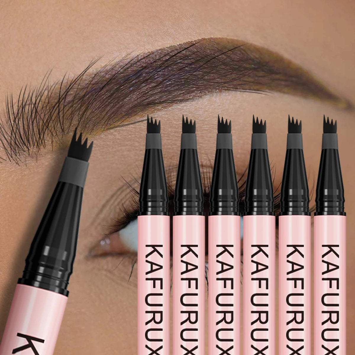 6 Colors 1PC Brown Eyebrow Pen Waterproof 4 Split Tip Black Eyebrows Pencil Liquid Eye Brow Makeup Lasting Cosmetic for Gifts
