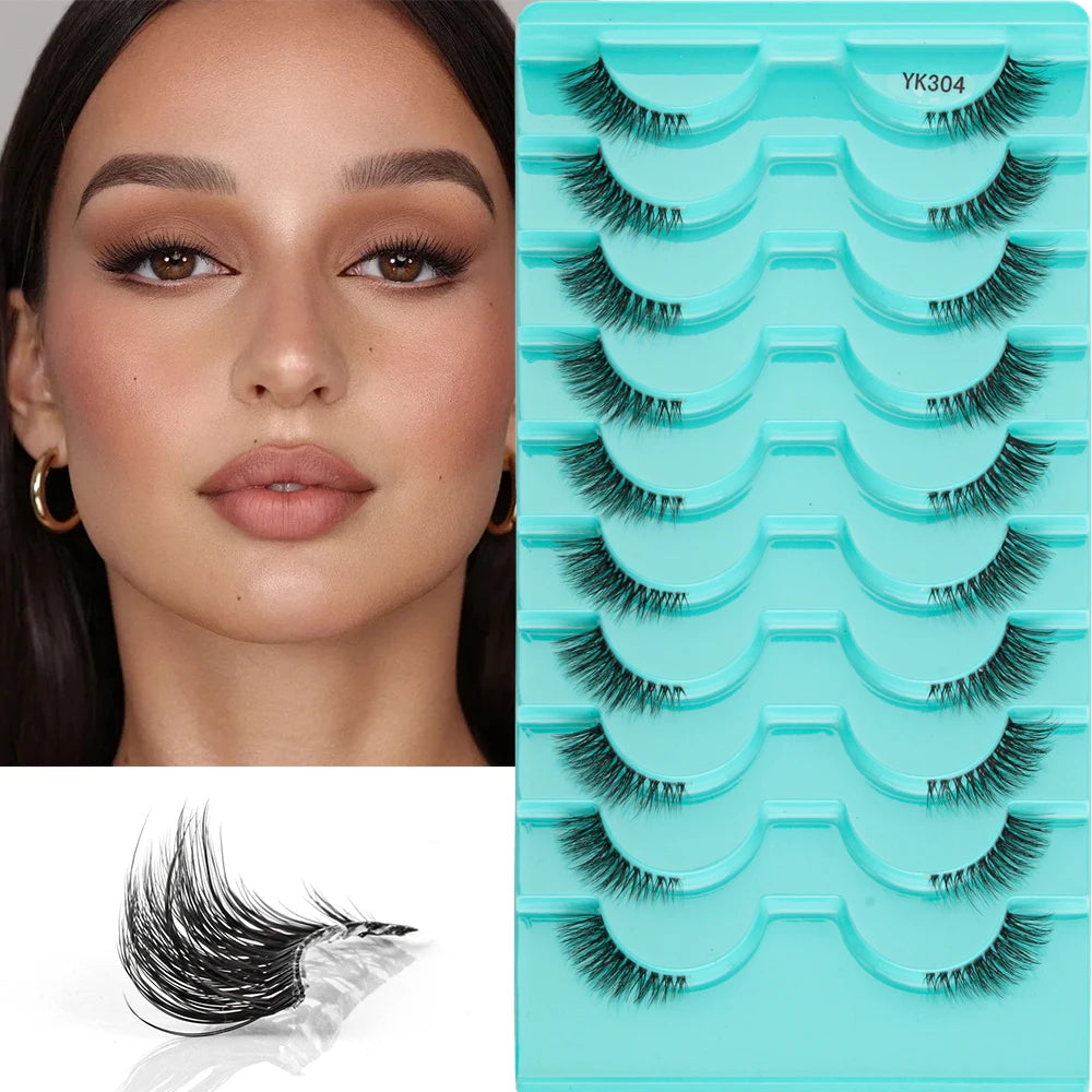 New Half Eyelashes 3/10 Pairs Half Lashes Natural 3D Cat Eye Lashes Clear Stem False Eyelash Extension Makeup Faux Cils Maquiage