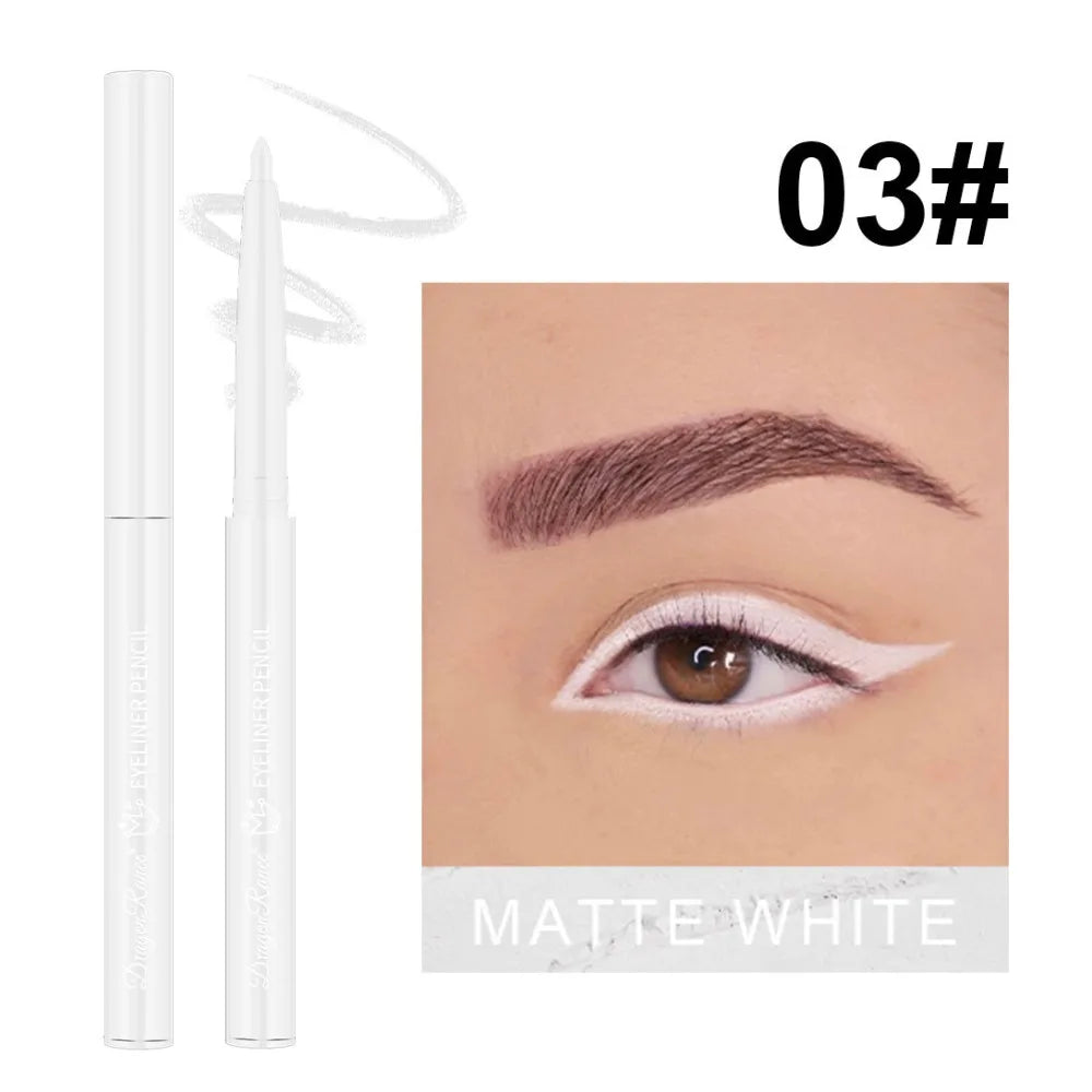 1Pc Ultra-fine Matte Smooth Waterproof Green Purple Eyeliner Gel Pencil Pearlescent White Eyeliner Easy Wear Eyeliner Pen Makeup