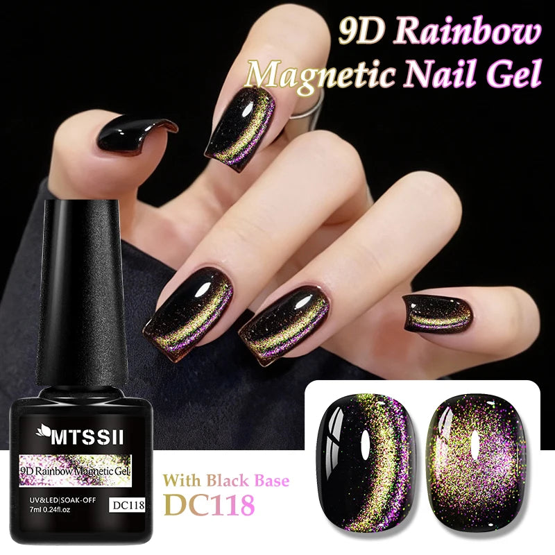 9D Rainbow Cat Magnetic Gel Nail Polish Chameleon Galaxy Effect Magnetic Semi Permanent Soak Off UV Gel Varnish Nail Supplies
