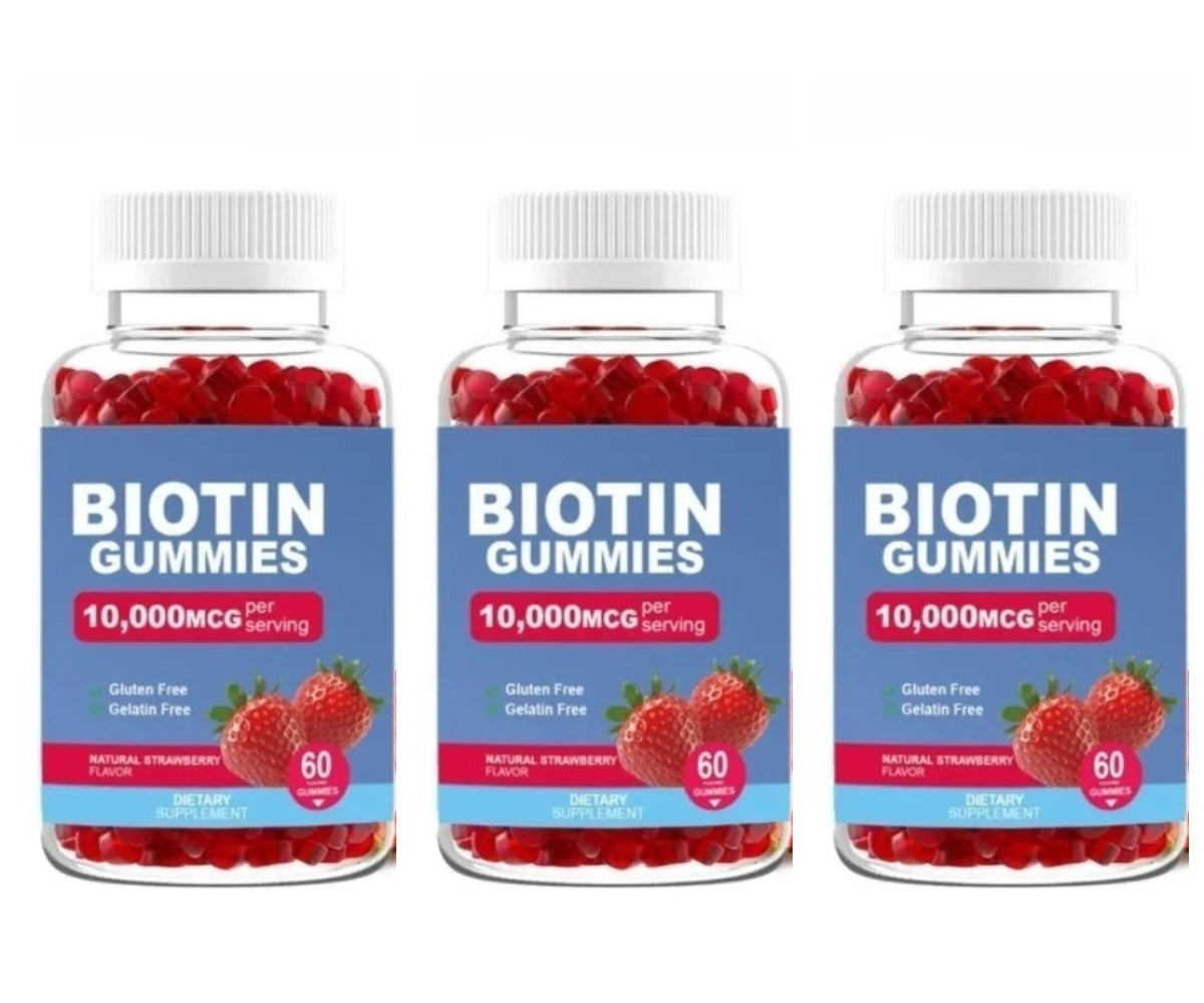 Biotin Gummies for Hair Growth, Skin & Nails Biotin Vitamins for Women Men Great Tasting Strawberry Flavor Gummies