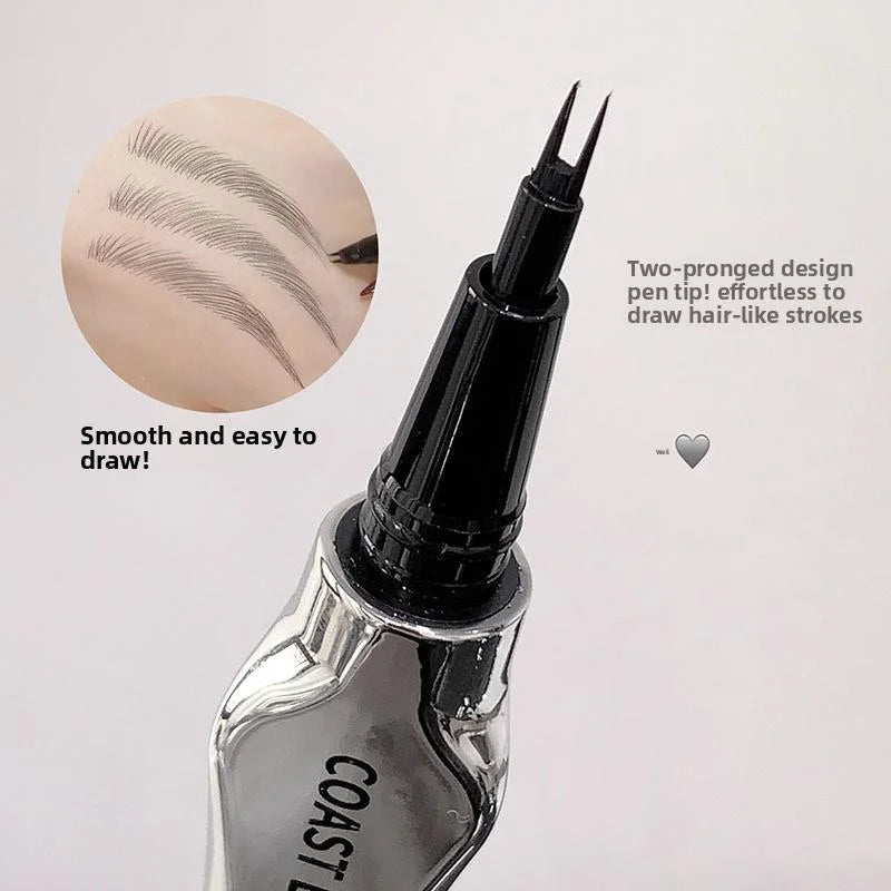 Beginner Friendly 2 Forks Tip Eyebrow Pen COAST BABY Waterproof Long Lasting Natural Smudge Proof Brow Pen