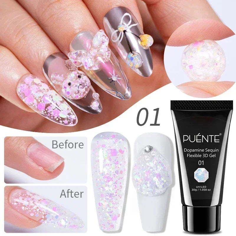 PUENTE 5ml Flower Fairy Gel Nail Polish Pink Blue Purple Natural Dried Flowers Gel For Nail Art Soak Off UV Varnish For Manicure