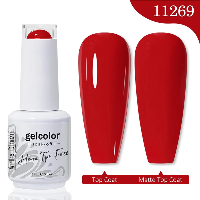 Arte Clavo 15ML Red Brown Color Gel Nail Polish Autumn Winter Nail Art Gel Nail Supplies Semi Permanent Soak Off UV Gel Varnish