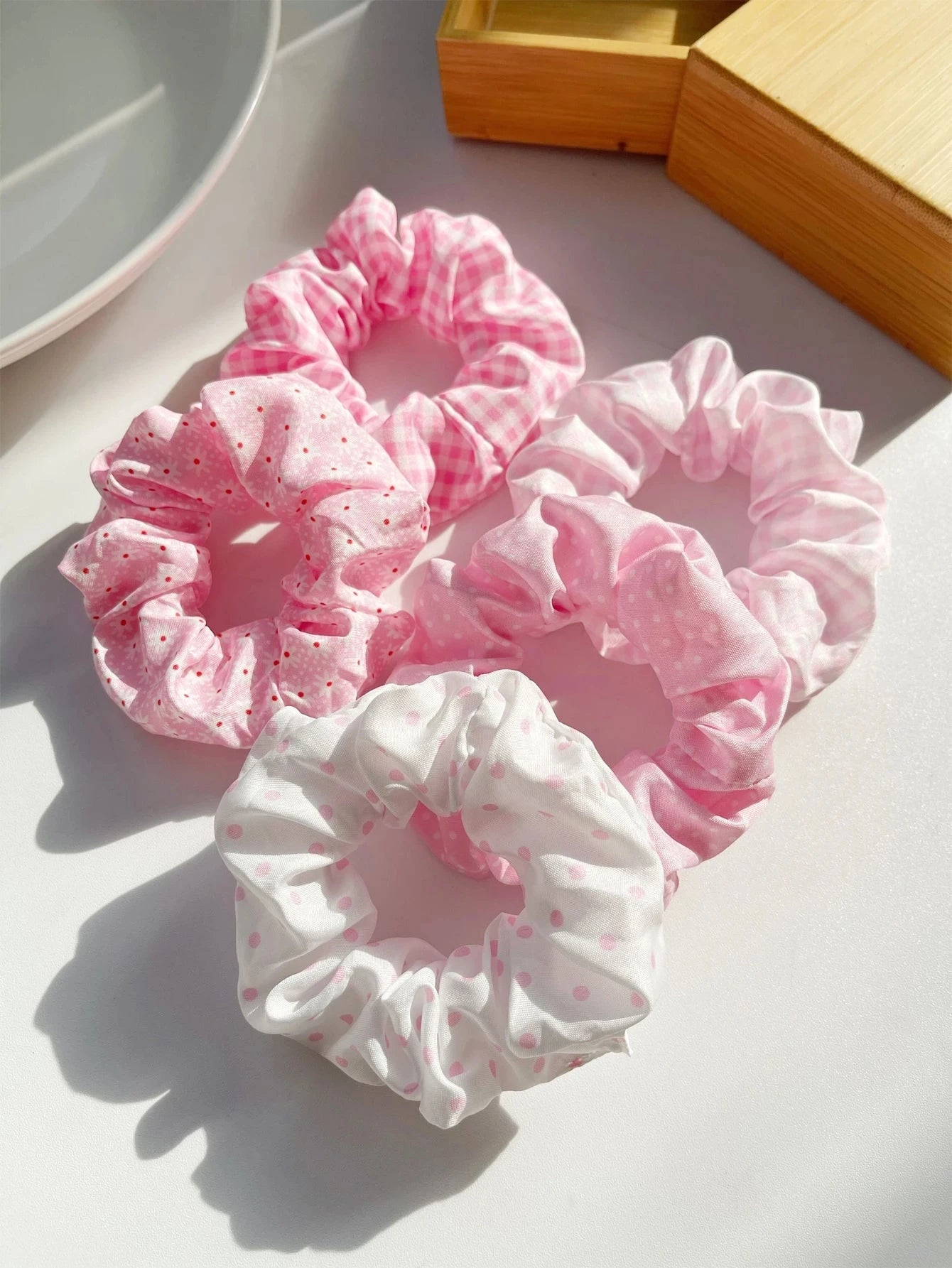 5Pcs Polka Dot Print Scrunchie Elegant Scrunchies Hair Ties Scrunchy Hair Ties