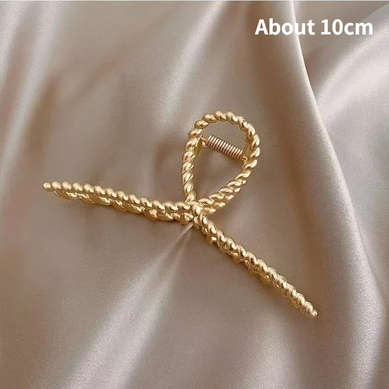 Luxury Solid Colors Hair Claws Temperament Gold Grab Butterfly Elegant Vintage Headband Hair Clips for Women Hair Accessories