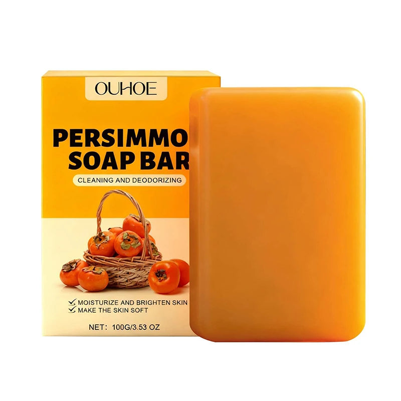 Persimmon Fruity Aroma Honey Bath Soap Bar,Reduce Mature Skin Elderly Odor,Face Body Gentle Cleansing Refreshing Moisturizing