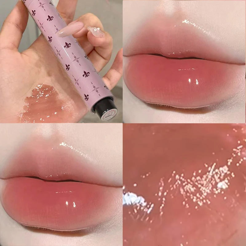 Herorange Starry Solid Lip Gloss Long Lasting Moisturizing Non-Sticky Non-Cup Stain Fine Glitter Glossy Lip Makeup Gift