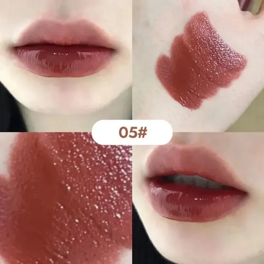 6 Colors Silky Glossy Lipstick Gege Bear Pump Lips Moisture Water  Comfortable Ultra Sheen Non-Stick Cup Lip Balm