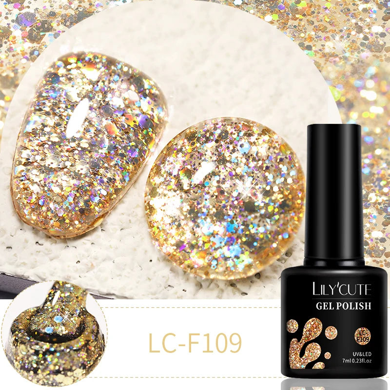 LILYCUTE 7ml 9D Black Crystal Cat Magnetic Gel Nail Polish Laser Silver Glitter Semi Permanent Manicure For Nail Art Gel Varnish