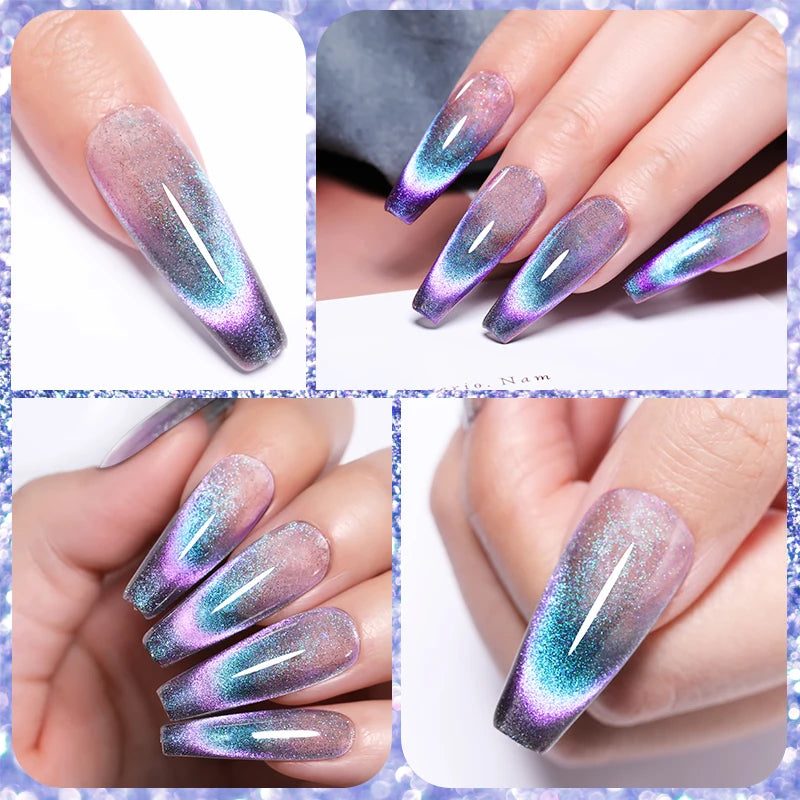 LILYCUTE 7ml 9D Rainbow Reflective Cat Magnetic Nail Gel Polish Winter Autumn Snowlight Sparkling Soak Off Nail Art Gel Varnish