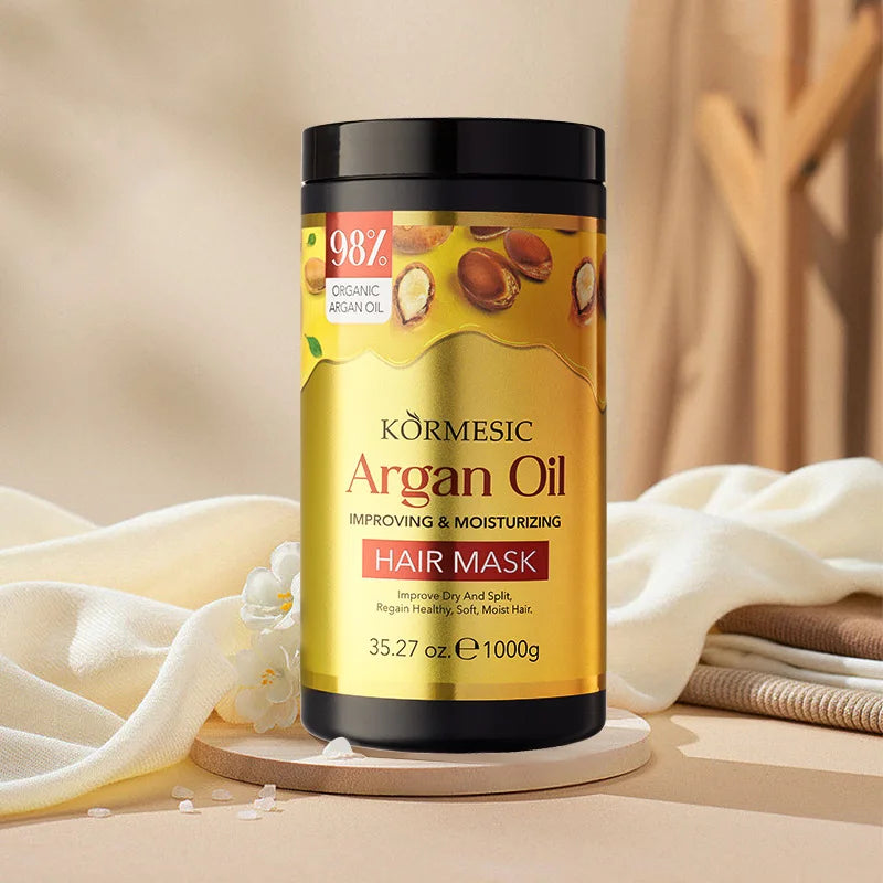 Argan Oil Hair Mask 1000ml Protein Straighten Repair Dry Frizzy Damaged Cream Pro Soft Smooth Shiny Deep Moisturizing Hair Care