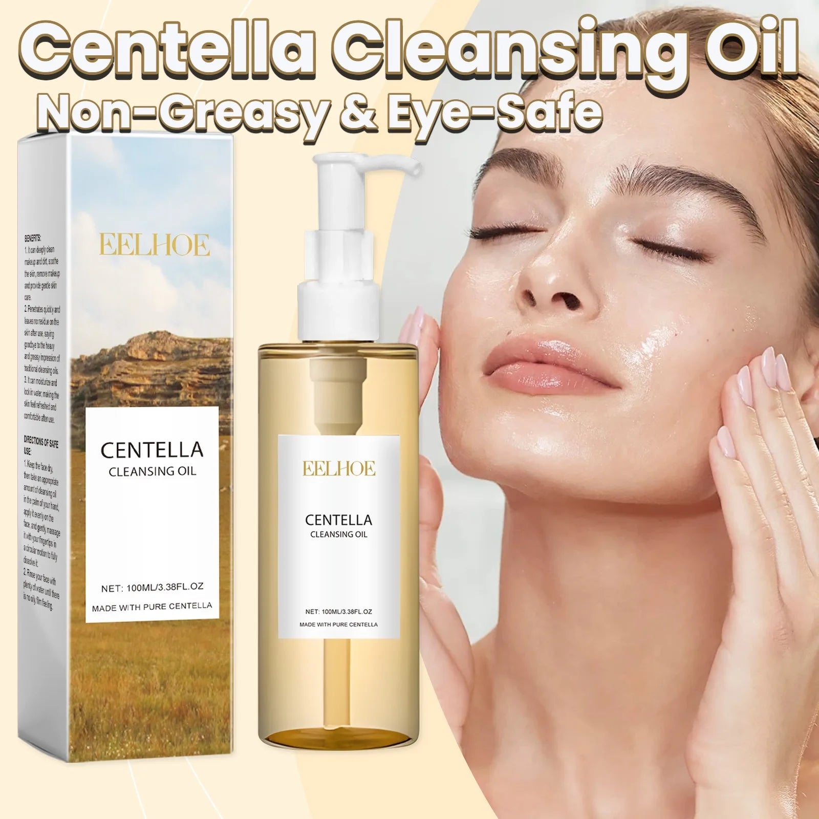 Centella Cleansing Oil Gentle Makeup Remover Oil Deep Pore Cleansing Blackhead Remover Non-Comedogenic Hydrating Oil Cleanser