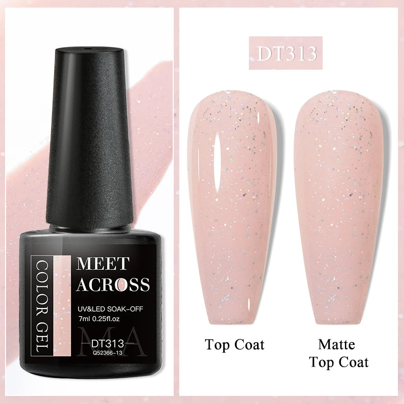 MEET ACROSS 7ml 36Colors Glitter Thermal Gel Nail Polish 3 Colors Changing Soak Off Gel Winter Semi Permanant Nail Art Varnish