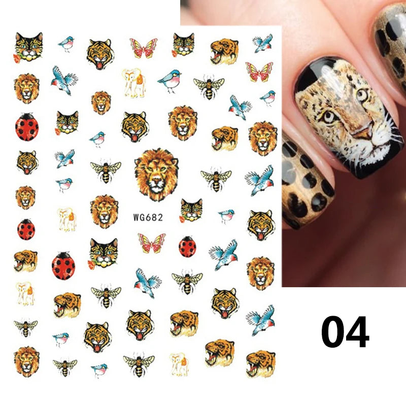 Press on Nails Tiger Symbol Nails Decals Design Fierce Wild Animal Leopard Decoration Manicure Stickers Nails Accessories Tools