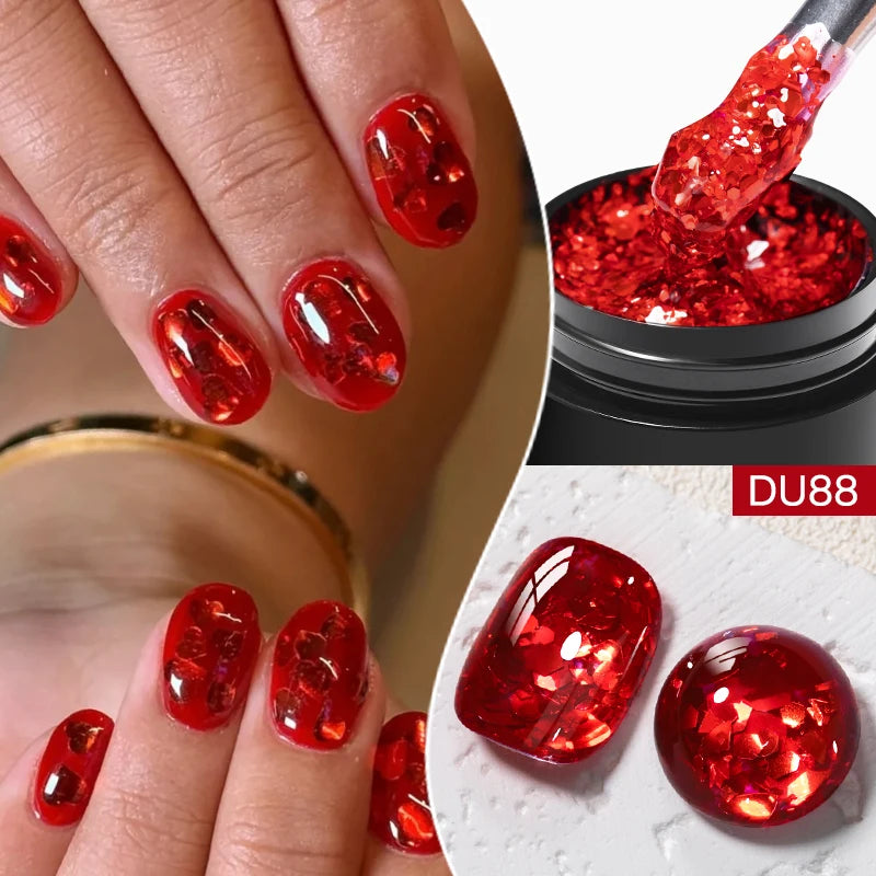 8ML Glitter Gel Nail Polish Shining Mineral Sequins Soak Off UV LED Nail Gel Semi Permanent Nail Art Supplies for Manicure