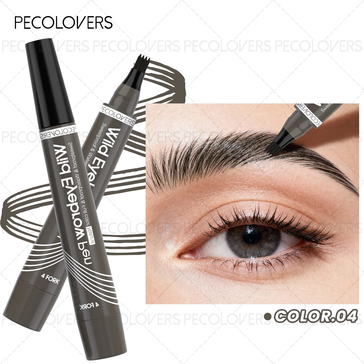 Multi-color Four-pronged Eyebrow Pencil, Liquid Eyebrow Pencil, Defined Eyebrows, Waterproof and Sweatproof, Eyebrow Cosmetics