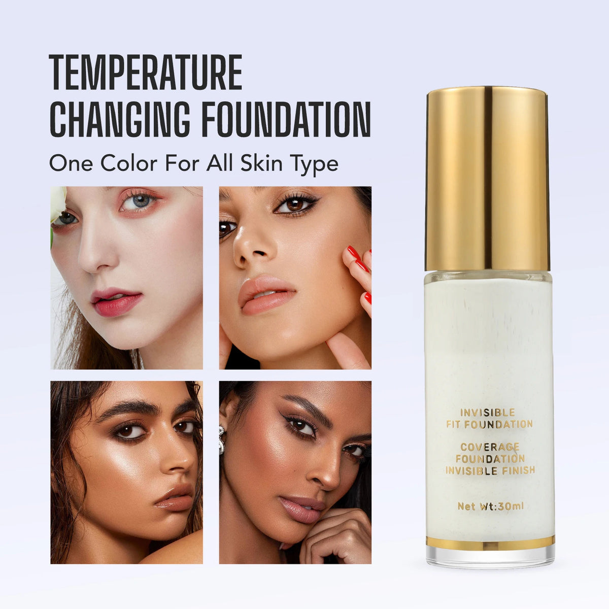 2 Pcs Liquid Foundation 3 Shades 30ml Ea. Natural Lightweight Full Coverage Long-Lasting Oil Control Concealer Base Makeup for All Skin Types
