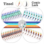 New Fashion Shiny Comic Spire Eyelash Extension Holographic Manga False Eyelashes Tinsel Anime Lashes For Christmas Party Makeup