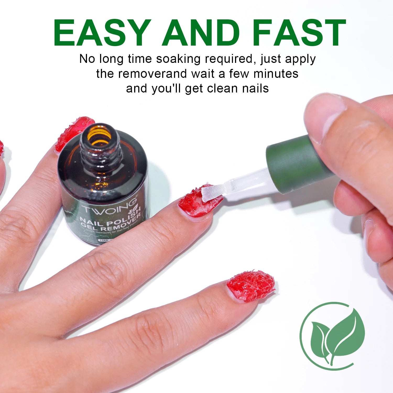 TWOING 2.0 15ml Magic Fast Nail Gel Polish Remover Clean UV Soak Off Semi Permanent Varnish Nail Art Removal Tools Manicure
