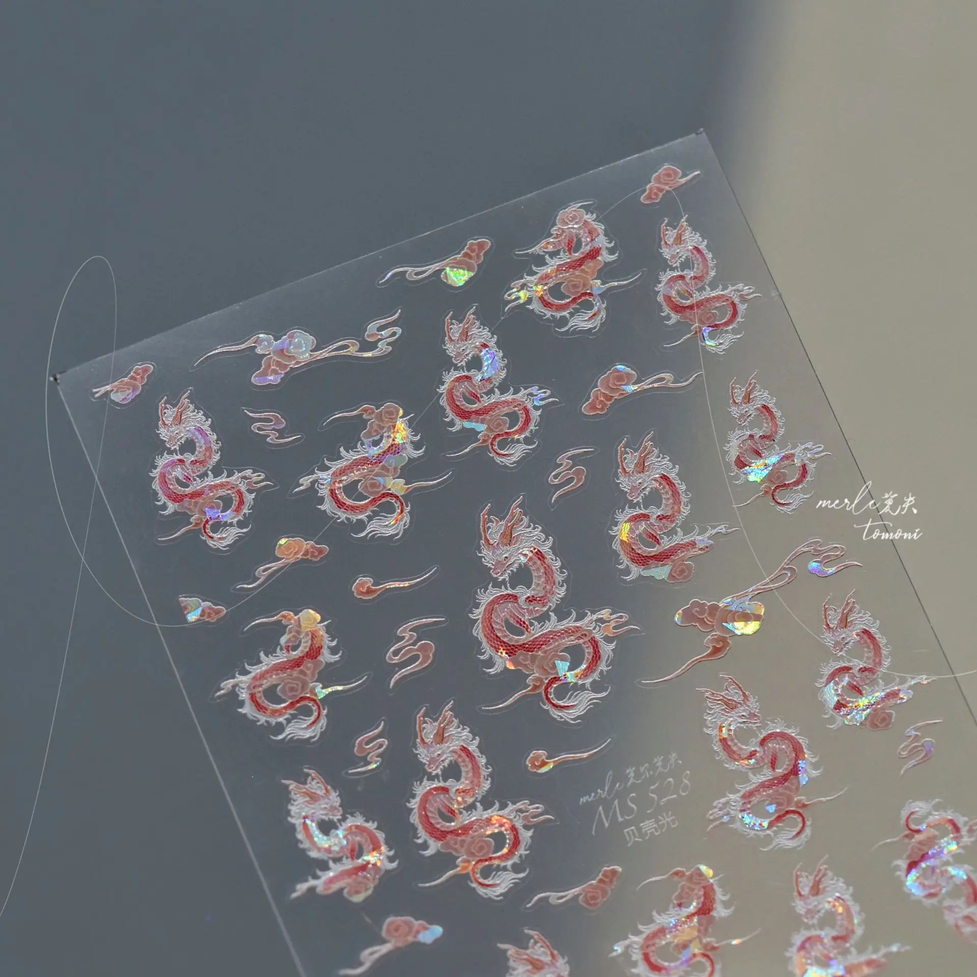 5D Kawaii Ink Wash Fairy Fox Dragon Loong Nail Art Stickers Cartoon Star Animals Backglue Nail Decoration Decals Accessories