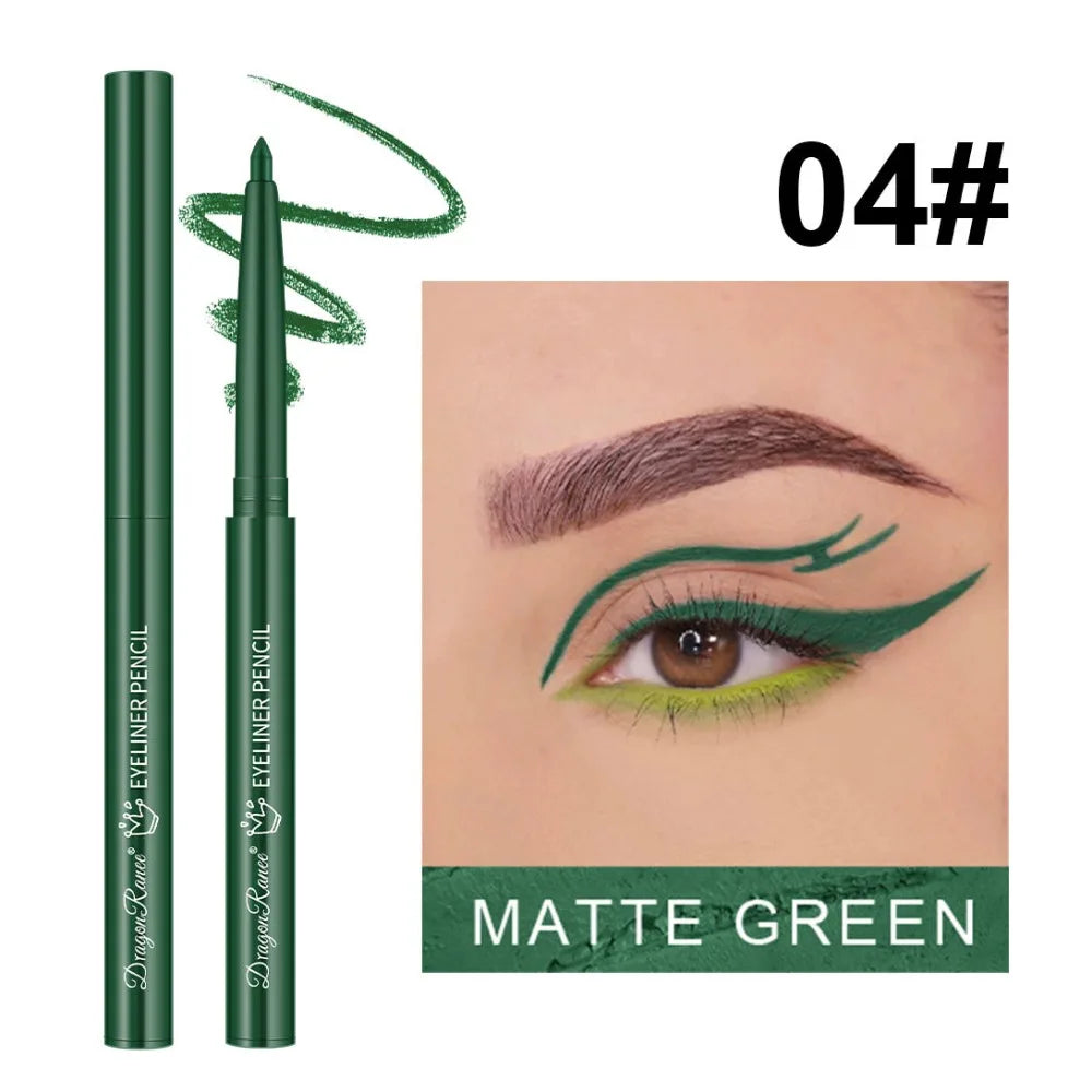 1Pc Ultra-fine Matte Smooth Waterproof Green Purple Eyeliner Gel Pencil Pearlescent White Eyeliner Easy Wear Eyeliner Pen Makeup