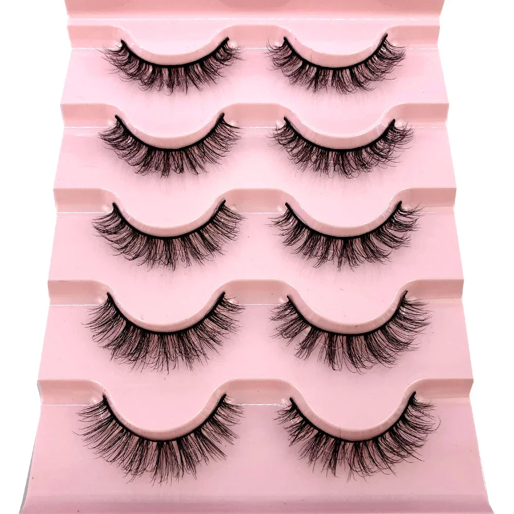 New 5 pairs of handmade mink eyelashes fake eyelashes natural nude makeup simulated cross messy eyes 3D curly eyelashes