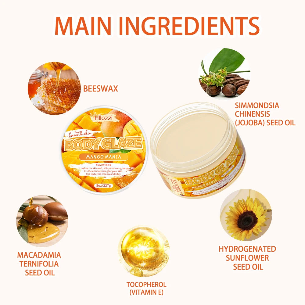 2oz/8oz Mango Mania Body Glaze Nourishing Moisturizing Skin Care Body Butter Refreshing Non-Greasy Body Oil Moisturizing Skin Lo