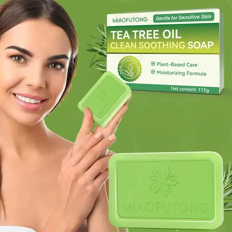 MIAOFUTONG Gentle For Sensitive Skin TEA TREE OILANTIFUNGAL SOAP Plant-Based Care Moisturizing FormulaG Lmproving Acne