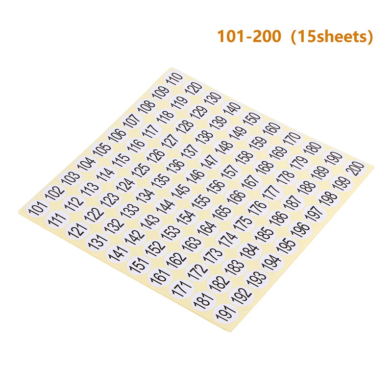 15 Sheets Nail Polish Number Stickers 1-200 Gel Varnish Label for Glue Bottle Lipstick Nails Tip Display Manicure Tool