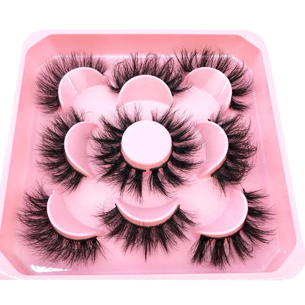 New 5 pairs of handmade mink eyelashes fake eyelashes natural nude makeup simulated cross messy eyes 3D curly eyelashes