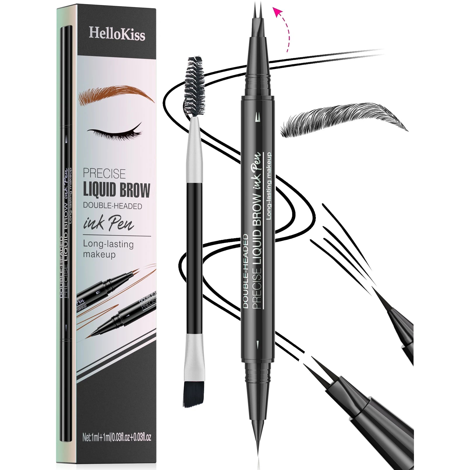 Waterproof Eyebrow Pen, Microblading Eyebrow Pencil With 4 Split Head, Natural Looking Brows Makeup ( 5 Colors)