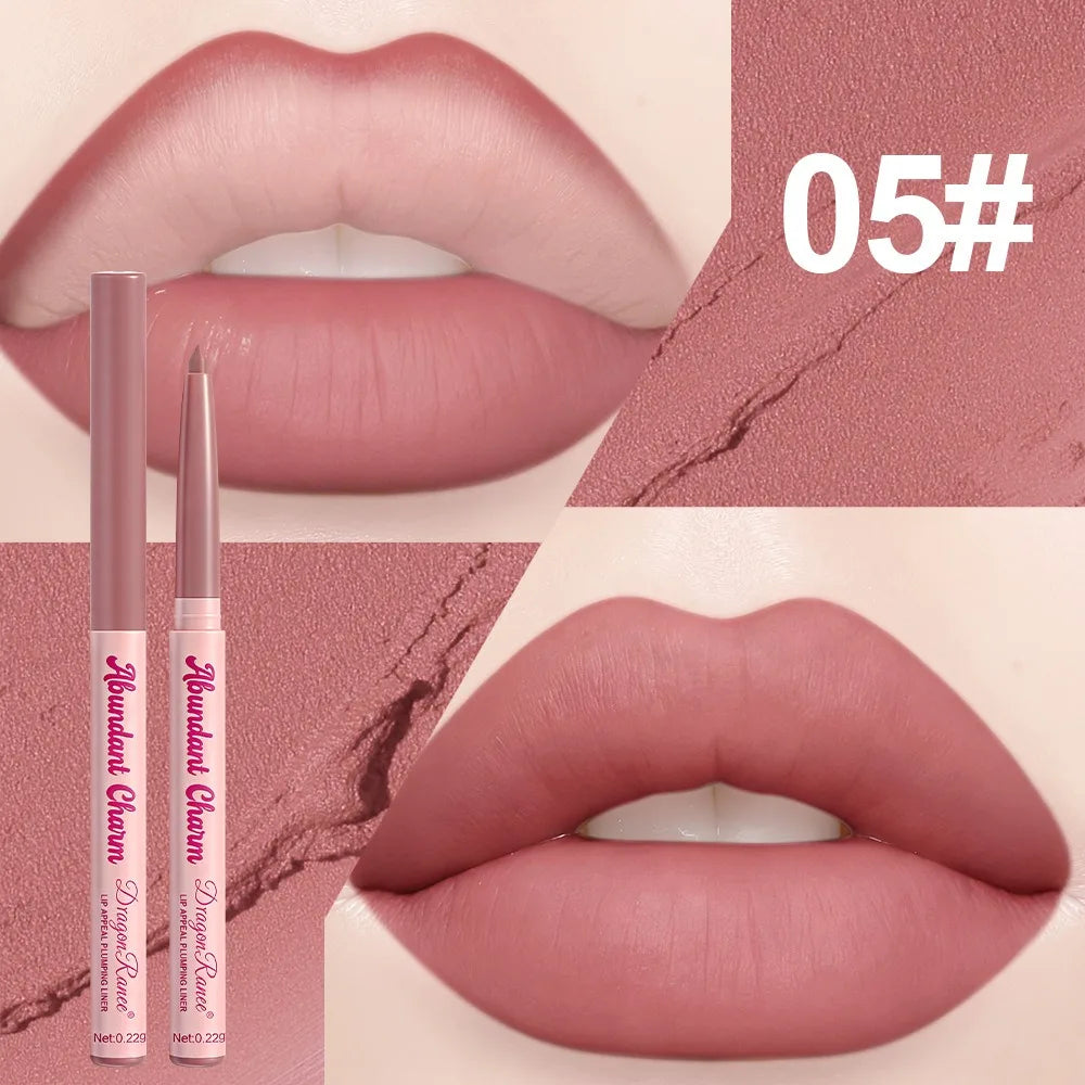 Long-Lasting Waterproof Matte Nude Lip Liner Lisptick Pen High Pigmentation Retractable Smooth Application Makeup Cosmetics