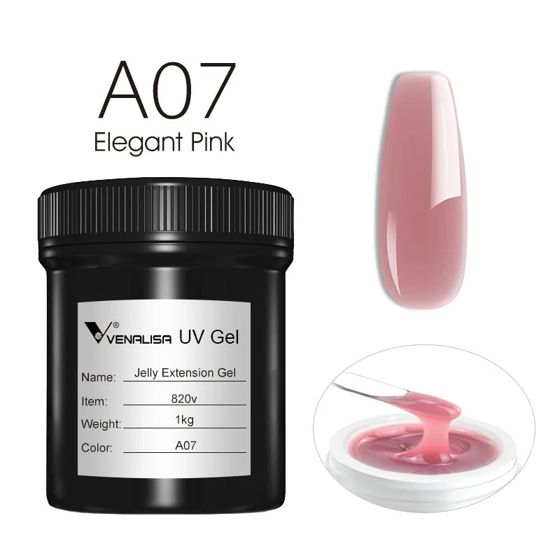 VENALISA Jelly Gel Large Volume 1L Jelly Nude Collection Not Burning Soak Off UV LED Soft Extension Gel Nail Gel Nail Manicure